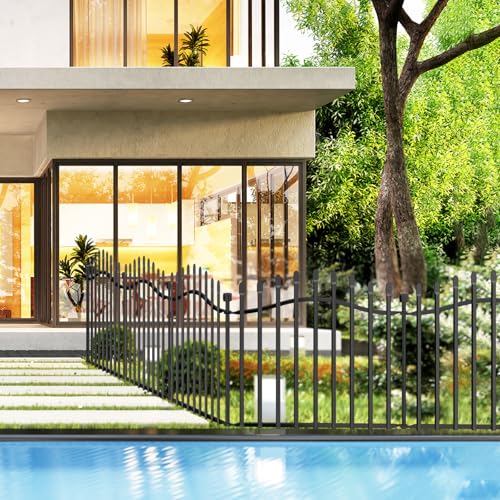 No Dig Garden Fence 24" H x 22.5'L with Gate Decorative Yard Dog Panels (4.82 Sq Ft)