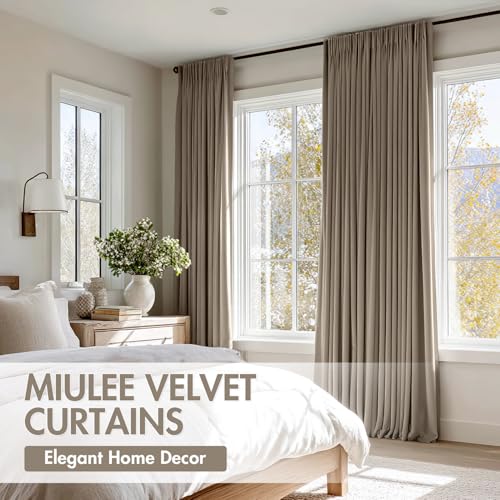 Taupe Blackout Velvet Curtains Drapes 90 Inch Long 52"x90" Bedroom (2 Count)
