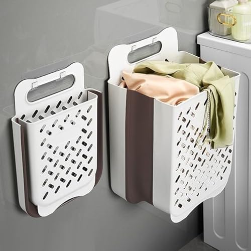 Plastic Collapsible Hanging Laundry Baskets with Carry Handle (2 Count)
