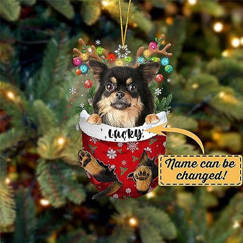 Chihuahua Long Haired Dog Christmas Ornament