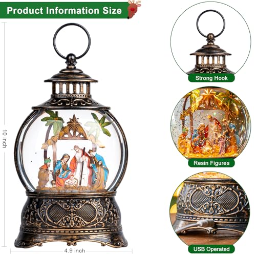 Christmas Snow Globes Lantern Christmas Snow Globe with Music Holy Family Nativity Scene