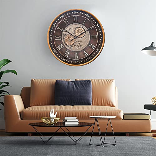 24 Inch Large Moving Gear Wall Clock for Living Room Decor