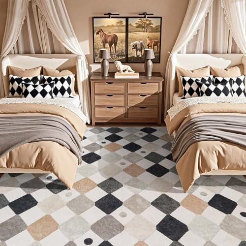 8x10 Kids Playroom Rug Washable Diamond Nursery Play Mat Marble (80 Sq Ft)
