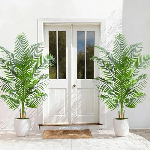 Artificial Palm Tree Plant 6FT Tall Fake Tropical Palm Tree in Pot (18 Count)