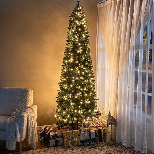 7.5ft Pencil Christmas Tree with Lights