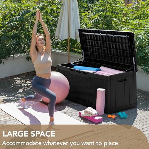 100 Gallon Deck Box Waterproof Outdoor Storage Box with Cushion