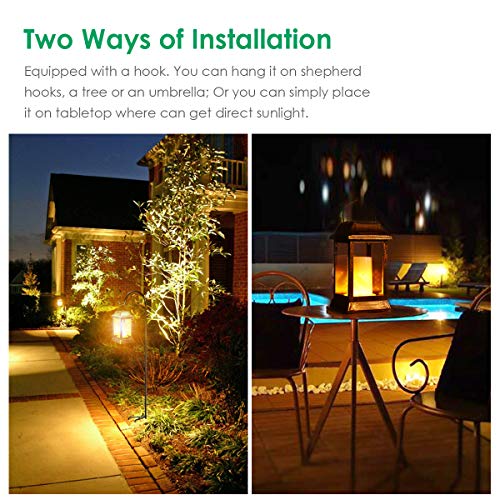Flickering Flame Solar Lights Outdoor Metal Hanging Lantern (2 Count)