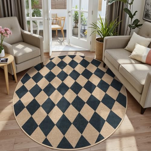 Checkered Easy Jute 6ft Round Outdoor Patio Area Rug (36 Sq Ft)