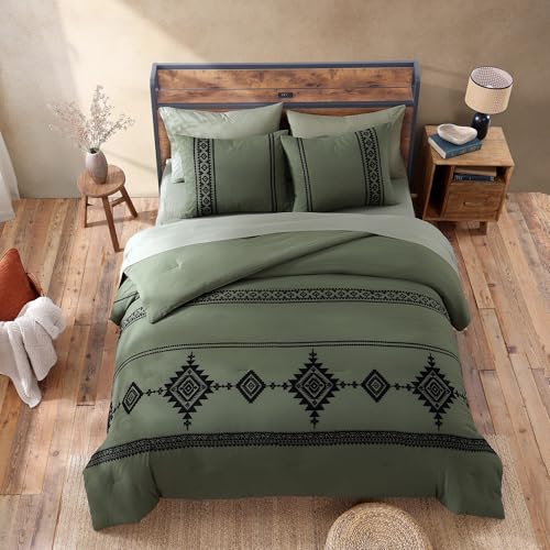 Embroidery Oversized King Comforter Set 7 Pieces Bed in a Bag