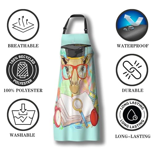 Kitchen Apron for Women Animals Students Giraffe Cooking Aprons for Men for Cooking Restaurant BBQ Painting Crafting Gardening 27”