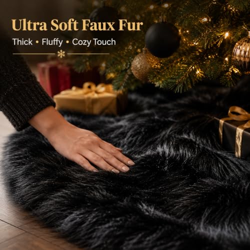 24 Inch Black Christmas Tree Skirt