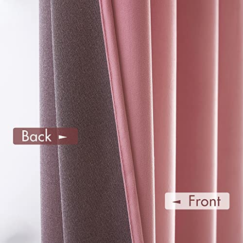Pink Blackout Velvet Curtains Drapes 96 Inch Long 52"x96" Bedroom (2 Count)