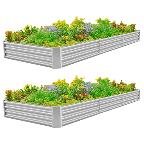 12×4×1ft Galvanized Raised Garden Bed Kit for Vegetables 2 Pack (2 Count)