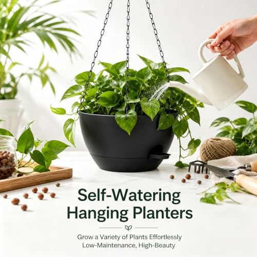 12 Inch Self Watering Hanging Planters (2 Count)