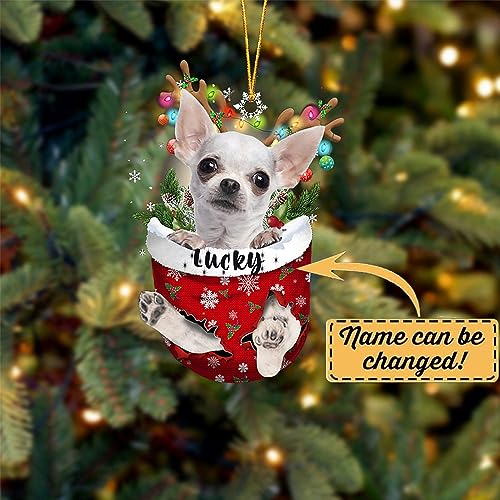 White Chihuahua Dog Christmas Ornament