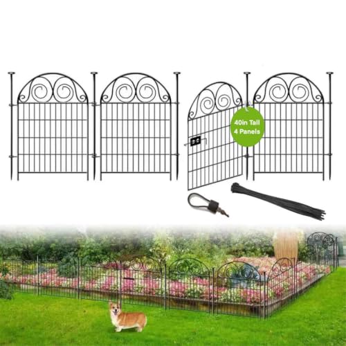 Tall Garden Fence with Gate (4 Count)