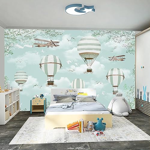 Blue Hot Air Balloon Wallpaper Mural for Nursery Baby Room Bedroom