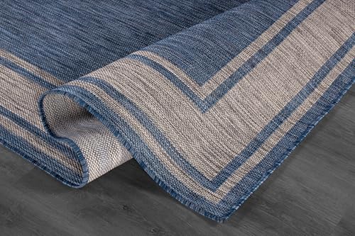 Outdoor Rug 8x10 Modern Bordered Area Rugs for Indoor and Outdoor Patio Deck Porch Garden Waterproof Weather Sun Resistant Washable Outside Carpet (80 Sq Ft)