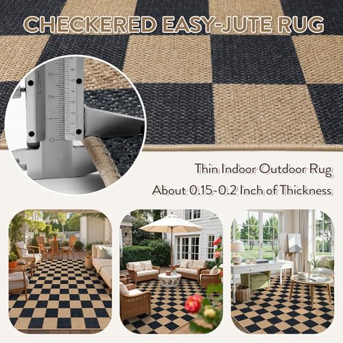 Checkered Easy Jute Living Room Rug