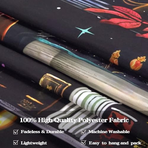 Magic Bookshelf Tapestry Magical Witchy Potion Dark Hippie Haloween Tapestries Wall Hanging Gothic Skull Black Cat Library Book Tapestry for Bedroom Living Room Dorm 80 x 60 inch
