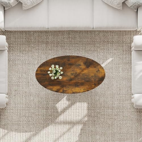 Rustic Small Oval Coffee Table for Living Room