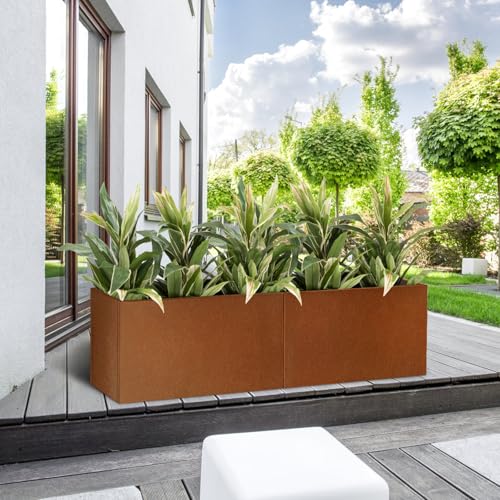 Corten Steel Planter Box 32" L x 12" W x 16" H Rectangular Outdoor Planter