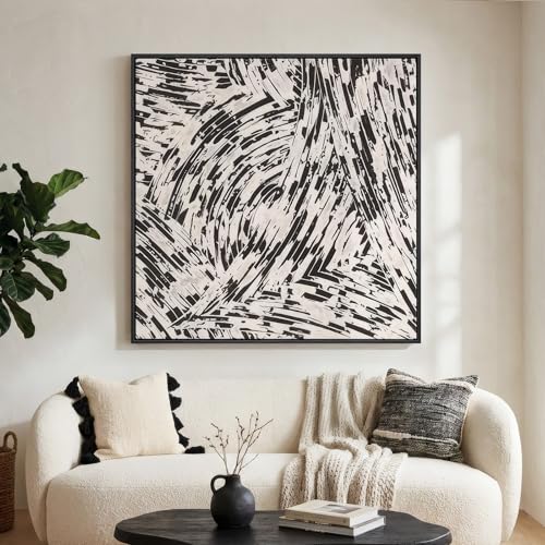 Extral Large Framed Black White Abstract Wall Art for Living Room