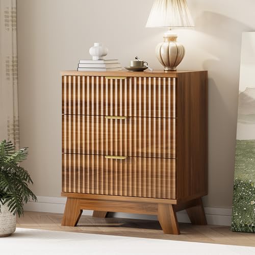 Fluted Dresser for Bedroom with 3 Drawers
