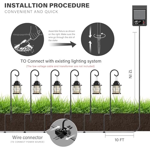 12V AC Low Voltage LED Shepherd Hook Path Lights 1.1W Brown 6PK (6 Count)