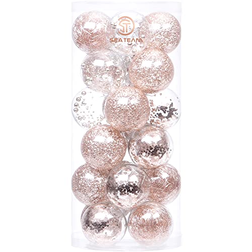 24 Pack Clear Christmas Ball Ornaments with Fillers (24 Count)