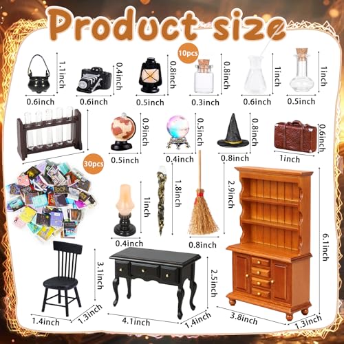 54 Pcs 1 12 Scale Mini Magic House Kit Halloween Miniatures (54 Count)