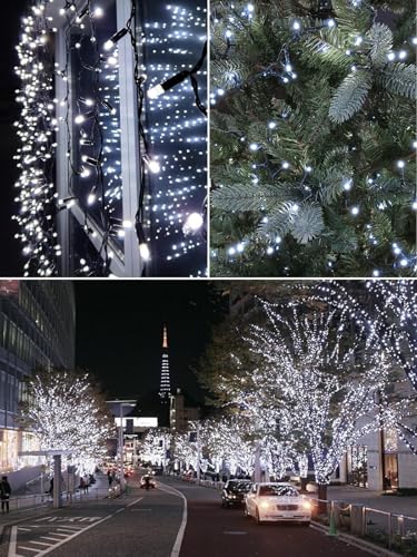 Solar String Lights Outdoor 4 Pack 400 LED 132FT Christmas Light Cool White (4 Count)