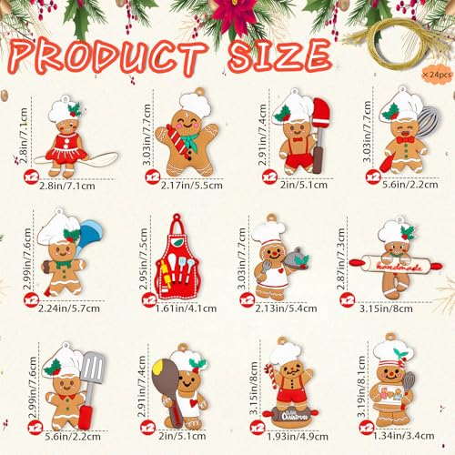 24pcs Gingerbread Christmas Decoration for Tree (24 Count)