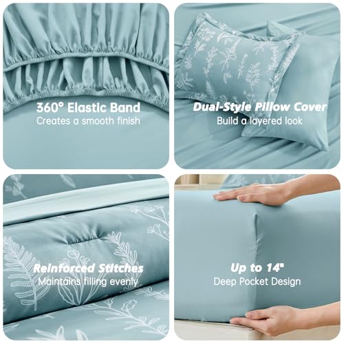 Blue Bed in a Bag Queen 7 Pieces