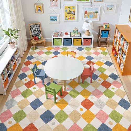 8x10 Kids Playroom Rug Washable Colorful Classroom Nursery Play Mat (80 Sq Ft)