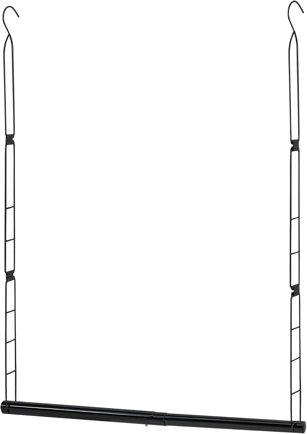 STORAGE MANIAC Hanging Closet Rod, Adjustable Width and Height Closet Hanging Organizer, Space-Saving Clothes Hanging Bar, Closet Extender Hanging Rod Double Closet Hanging Rod, 1 Pack Black - NestledHome