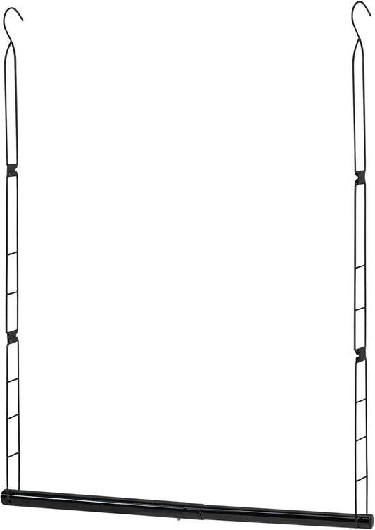 STORAGE MANIAC Hanging Closet Rod, Adjustable Width and Height Closet Hanging Organizer, Space-Saving Clothes Hanging Bar, Closet Extender Hanging Rod Double Closet Hanging Rod, 1 Pack Black - NestledHome