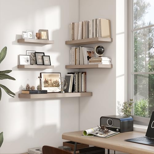 Floating Shelves 23.6" W x 9.3" D Grey Set of 2 (2 Count)