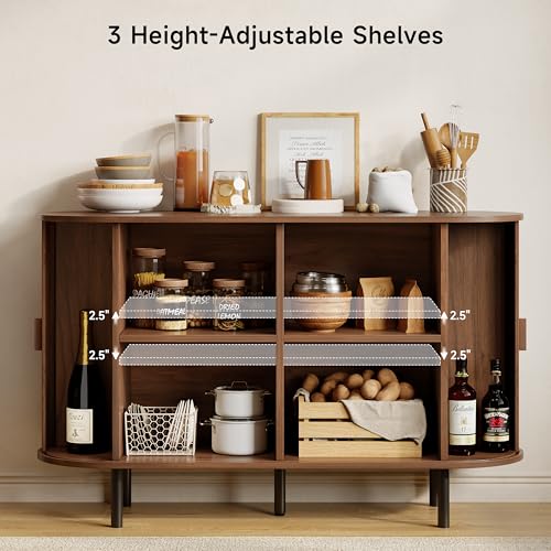 48" Fluted Buffet Sideboard Cabinet with Sliding Door