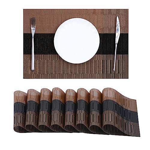 Brown with Black Striped Placemats Set of 8 (8 Count)