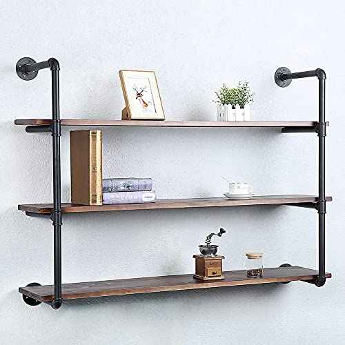 Industrial Pipe Shelves With Wood Planks