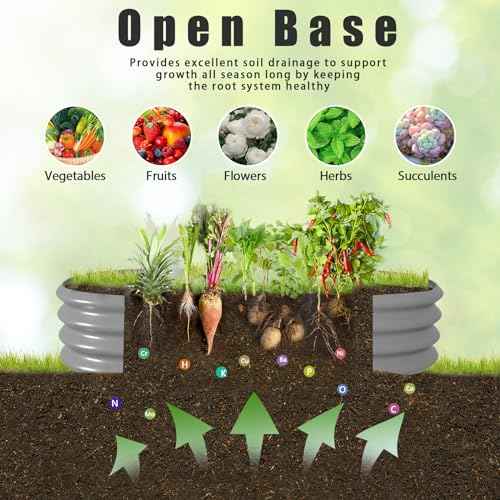 6 Pack 4x2x1ft Galvanized Raised Garden Bed Kit Oval Metal Ground Planter Box Outdoor Bottomless Planter Raised Beds for Vegetables Flowers Herbs Fruits