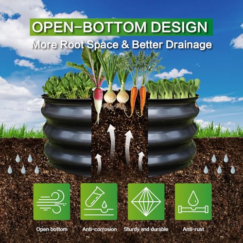 GARDMAX 2x2x1FT Galvanized Round Raised Garden Bed Kit
