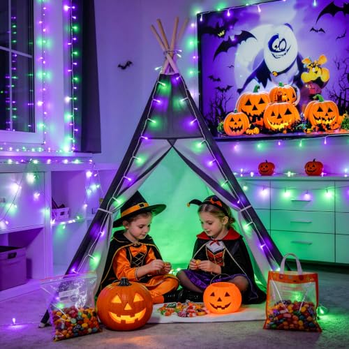 200 LED Purple Green Halloween Lights Indoor Outdoor (66 Foot)