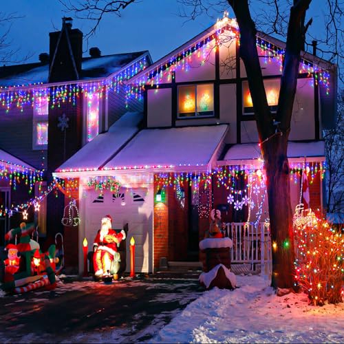 Colored Christmas Lights 400LED Icicle Lights for Outside 33ft String Light