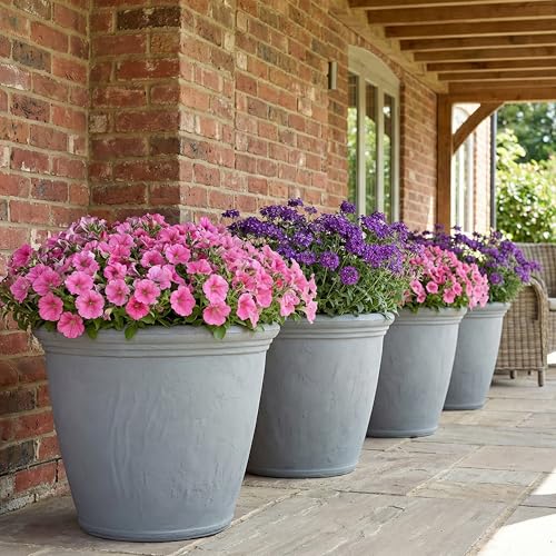 Sunnydaze Anjelica 20'' Large Plastic Planter Pot for Plants (2 Count)
