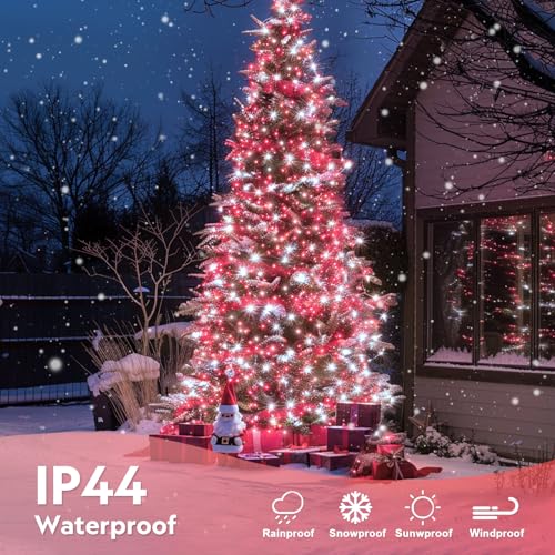 400 LED Red and White Christmas Lights Outdoor with Remote (132 Foot)