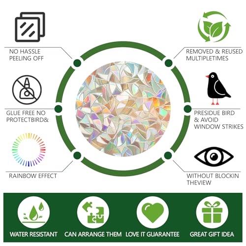 42 Pcs Round Rainbow Prism Window Stickers (6 Count)