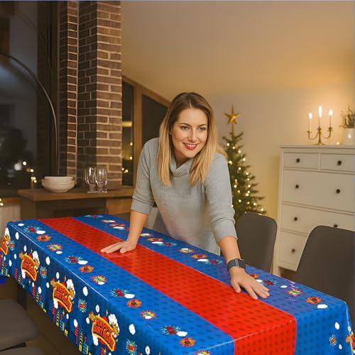 4Pcs 2in1 Superhero Birthday Party Tablecloths Decorations (4 Count)