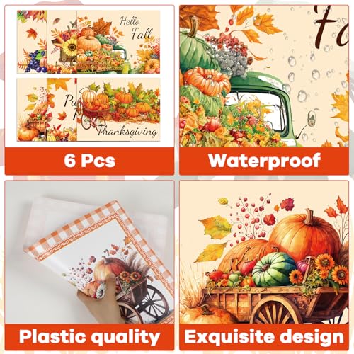 Thanksgiving Plastic Placemats Set of 6 Fall Table mats 17×13×0.04in (6 Count)
